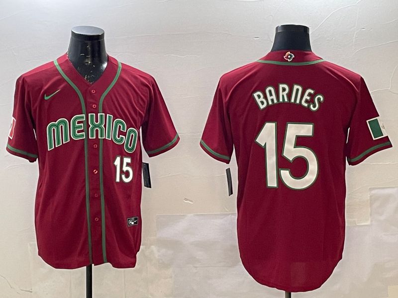 Men 2025 World Cub Mexico #15 Barnes Red Nike MLB Jersey style 1->more jerseys->MLB Jersey